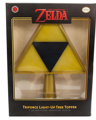 Legend of Zelda 7-Inch Triforce Light-Up Holiday Tree Topper Decoration, Yellow